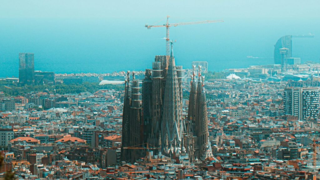 Barcelona met de torens van de Sagrada Família